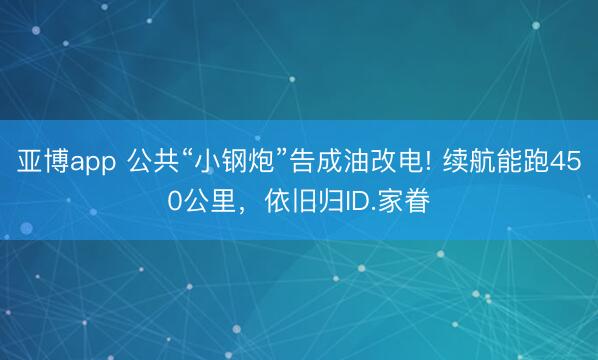 亚博app 公共“小钢炮”告成油改电! 续航能跑450公里，依旧归ID.家眷