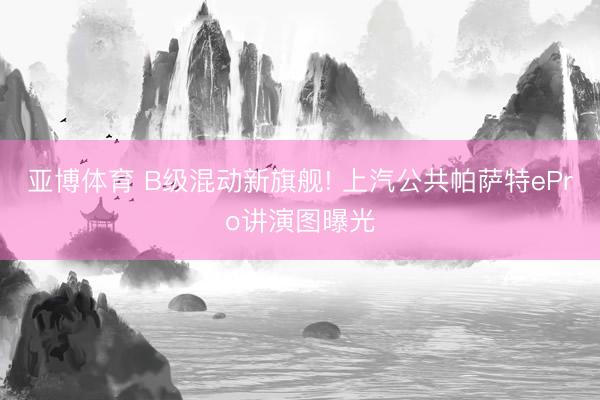 亚博体育 B级混动新旗舰! 上汽公共帕萨特ePro讲演图曝光