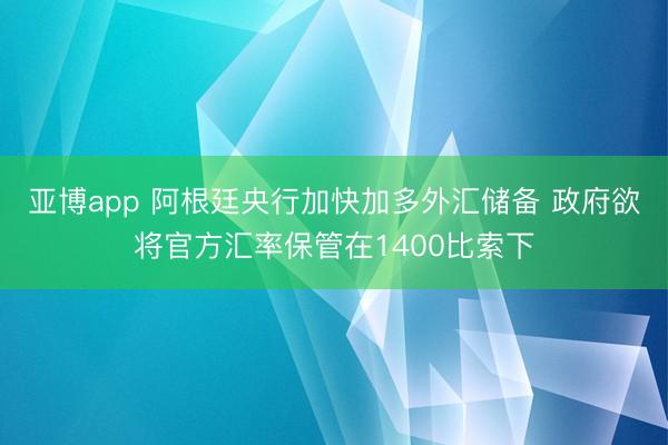 亚博app 阿根廷央行加快加多外汇储备 政府欲将官方汇率保管在1400比索下