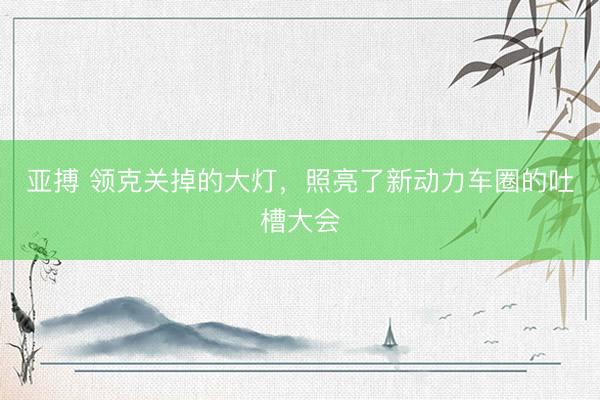 亚搏 领克关掉的大灯，照亮了新动力车圈的吐槽大会